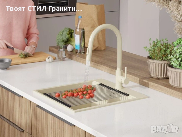 Кухненска Мивка от гранит модел Осло 50 XXL 490 x 500 mm - бежава, снимка 10 - Други - 38519952