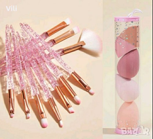 Комплект четки за грим и гъбички 