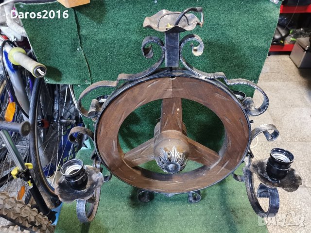 Страхотен полилей дърво и ковано желязо , снимка 8 - Полилеи - 42168989