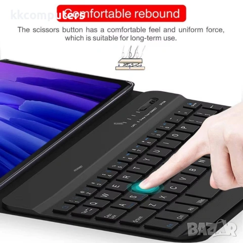 Bluetooth Клавиатура-Калъф за Lenovo Tab Plus 11.5 - Отделяема, Стойка, Мултипойнт, Вкл. Протектор, снимка 4 - Калъфи, кейсове - 53798102