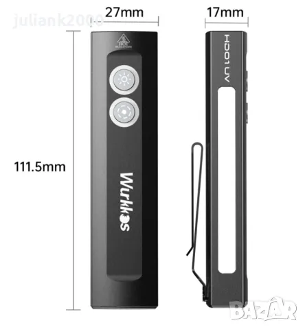 Акумулаторно тактическо фенерче Wurkkos HD01 PRO, снимка 3 - Екипировка - 48339551