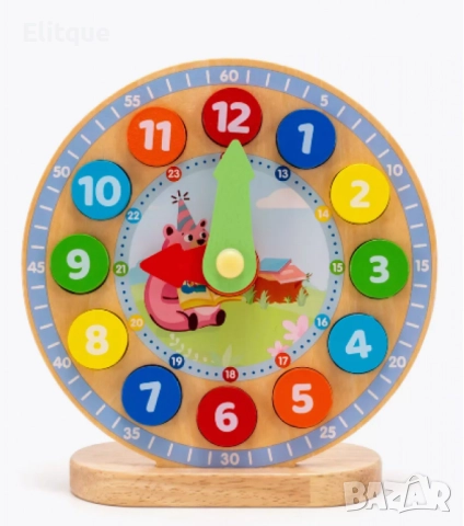 Дървен сортер,часовник,образователна игра, снимка 2 - Образователни игри - 52742632