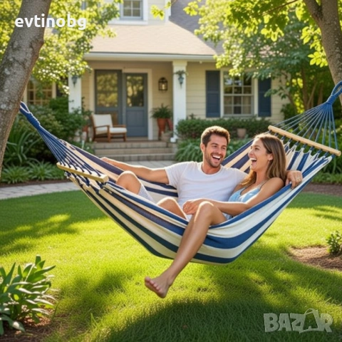 Хамак XXL с възглавница и чанта — максимален комфорт до 250 кг за релакс навън