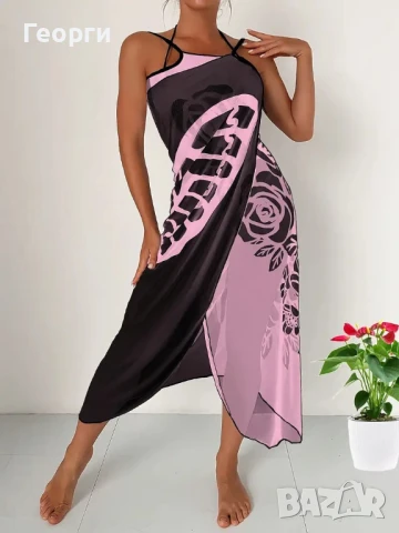 Парео с десен пеперуда в люляк/черно и бяло/черно, снимка 7 - Рокли - 50560594