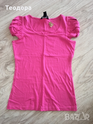 Нова F&F розова блуза с набран ръкав р. S, снимка 1 - Тениски - 36088797