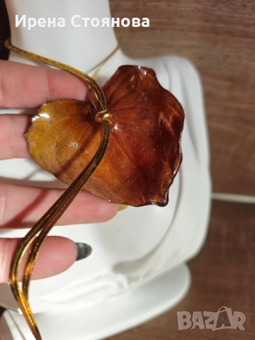 Колие с естествен цвят на Антуриум , снимка 4 - Колиета, медальони, синджири - 52389905