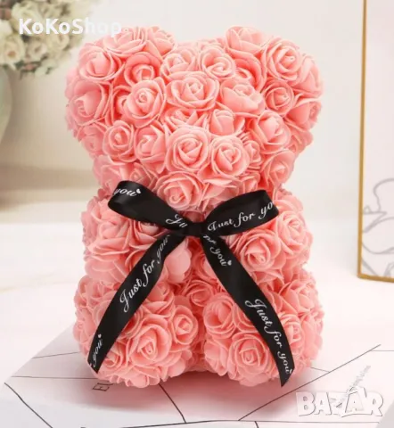 Мече от рози цвят праскова-/вече от рози/мече, снимка 2 - Декорация за дома - 49465573