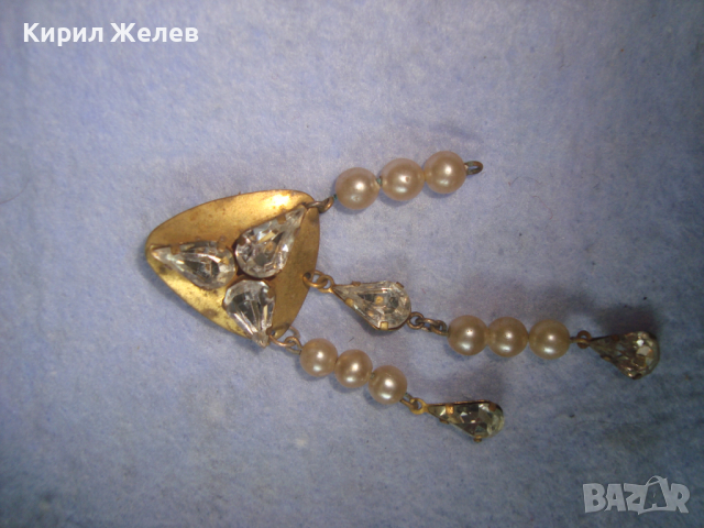 СТАРА БРОНЗОВА ПЕРЛЕНА АРТ НУВО БРОШКА с ГОЛЕМИ ЮВЕЛИРНО ФАСЕТИРАНИ ПЛАНИНСКИ КРИСТАЛИ 26149, снимка 7 - Антикварни и старинни предмети - 36290658