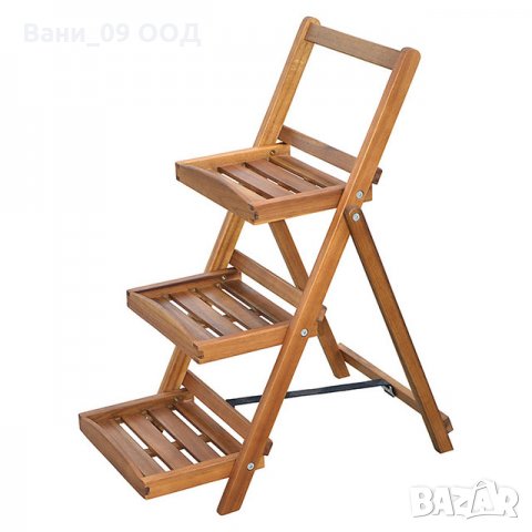 Дървен стълбовиден цветарник на 3 нива