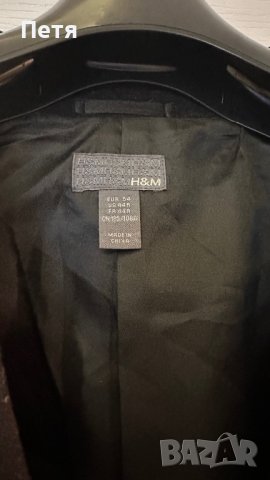 H&M Мъжки черен балтон / палто, снимка 2 - Палта - 42025959