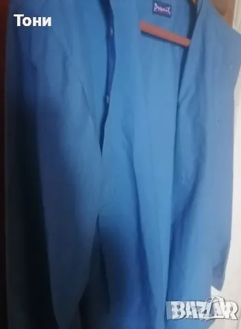 Нова Мъжка Синя Риза с Дълъг Ръкав М, снимка 2 - Ризи - 48842272