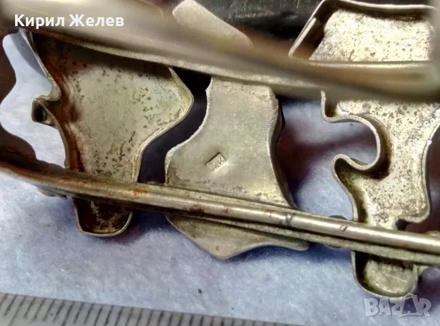 КРАСИВА СТАРА РЕТРО АРТ ПОСРЕБРЕНА МЕДНА ГРИВНА с ИНКРУСТИРАН СЕДЕФ и ИНИЦИАЛИ на МАЙСТОРА МК 48606, снимка 10 - Антикварни и старинни предмети - 48492620