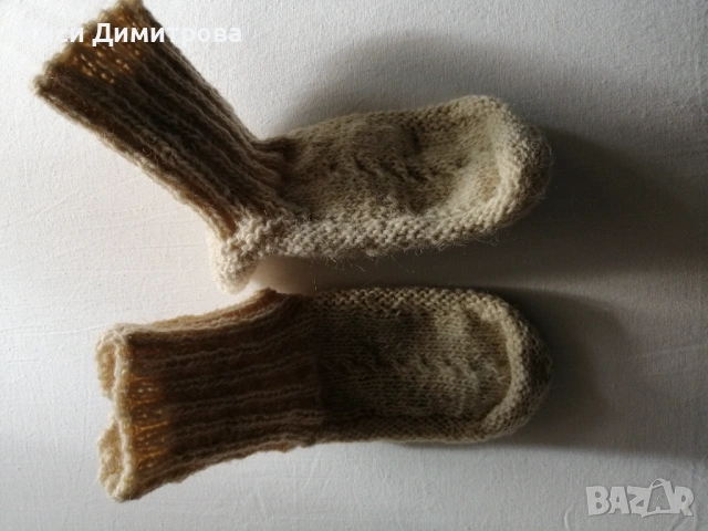Вълнени чорапи (шушони), ръчно плетиво, 100 % вълна, снимка 4 - Други - 45062605