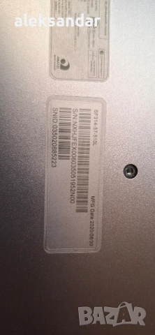 acer 3.17% Intel Core i5-1035G1 (1.0/3.6 GHz, 6M) Intel UHD Graphics 8 GB LPDDR4, снимка 3 - Части за лаптопи - 52933493