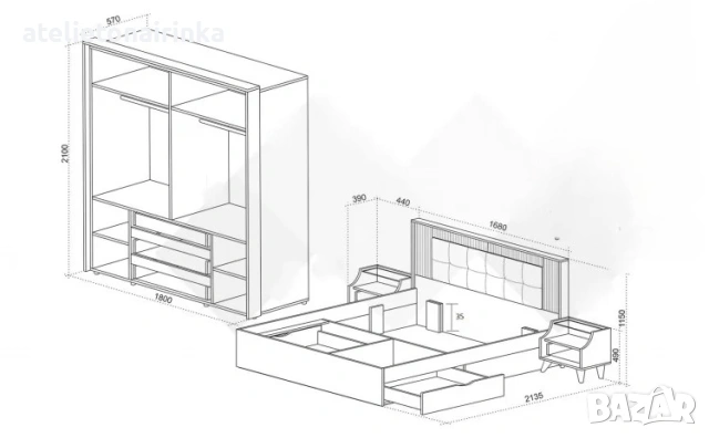 Спален комплект Кинг, снимка 4 - Спални и легла - 53682014