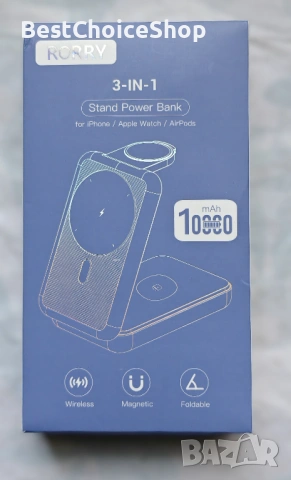 RORRY 10000mAh магнитна външна батерия, безжична зарядна станция, снимка 8 - Външни батерии - 53399264