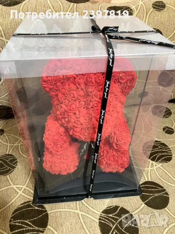 Мечка от рози висока 45 см, снимка 4 - Декорация за дома - 48918913