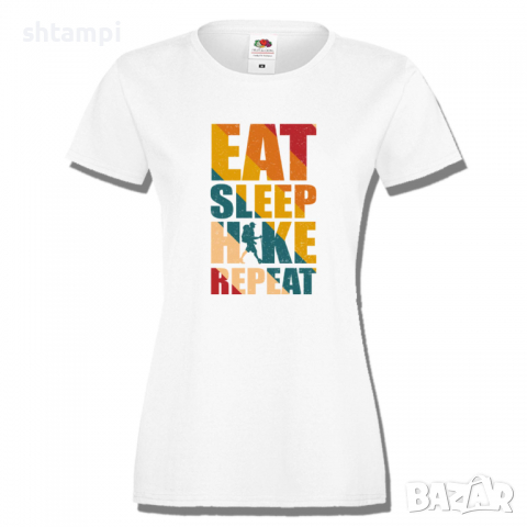 Дамска тениска Eat Sleep Hike Repeat,Изненада,Подарък,Поход,Връх,Хижа, снимка 3 - Тениски - 36373311