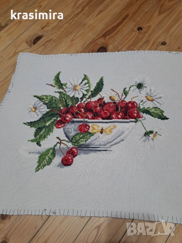 Гоблен "Натюрморт с череши ", снимка 6 - Гоблени - 52440891
