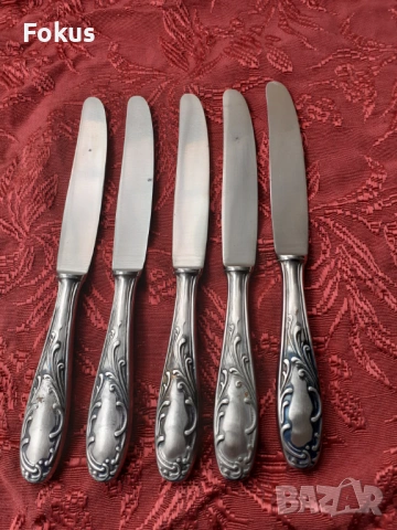 Стари антикварни посребрени ножове Silkema Solingen - 5бр., снимка 6 - Антикварни и старинни предмети - 53738145