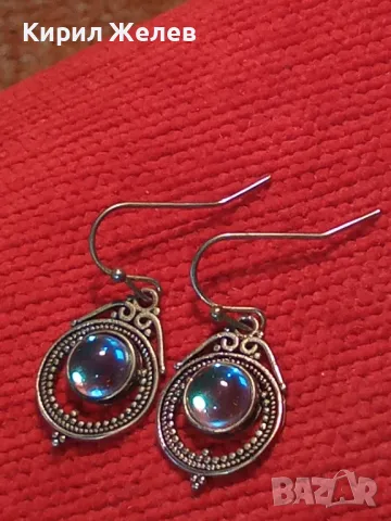 КЛАСИЧЕСКИ РЕТРО АРТ ДЕБЕЛО ПОСРЕБРЕНИ МЕДНИ ОБЕЦИ с ЦВЕТНО ВЕНЕЦИАНСКО СТЪКЛО и ПЕЧАТ S925 49956, снимка 14 - Обеци - 50136084