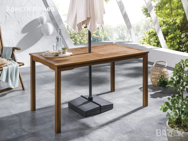 Голяма градинска маса от дърво акация 6 местна трапезна външна, снимка 6 - Градински мебели, декорация  - 52017081