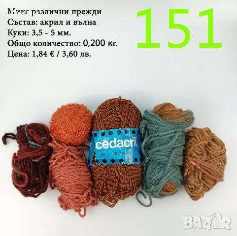 Евтини прежди в малки количества - нови и остатъци, снимка 4 - Други - 52029828