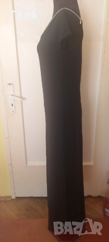 Дълга асиметрична черна еластична рокля размер М/Л, снимка 2 - Рокли - 52162396