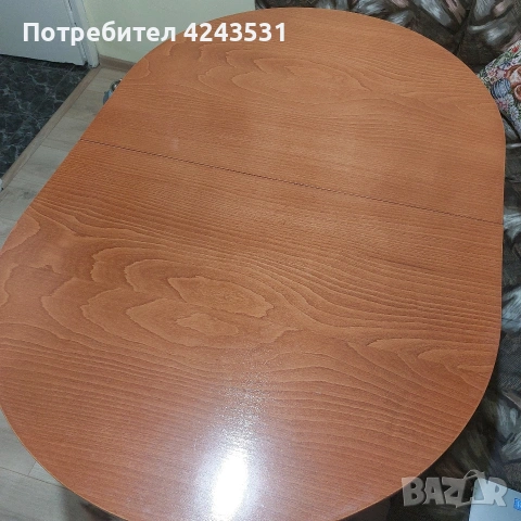 Трапезна елипса-разтегателна маса + стъкло да предпазване, снимка 3 - Маси - 53792618