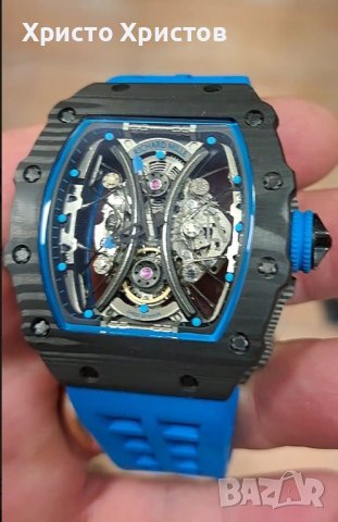 Мъжки луксозен часовник Richard Mille RM 53-01 Blue Rubber Strap Super High Quality , снимка 2 - Мъжки - 41568105
