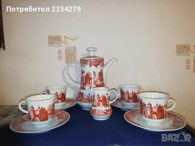 Стар немски порцеланов сервиз за кафе, чай. 