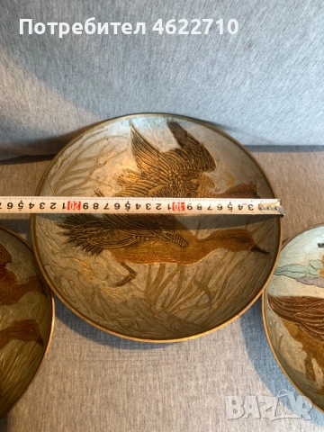 Месингови емайлирана купи  с рисувани патици , снимка 4 - Антикварни и старинни предмети - 53584121