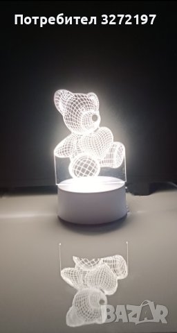 Холограмна 3D LED лампа Мече ,USB, снимка 4 - Настолни лампи - 41714279