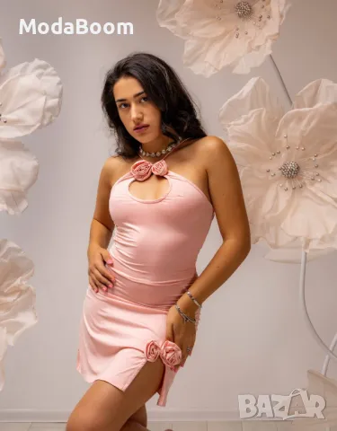 Розова къса стилна дамска рокля , снимка 4 - Рокли - 48076088