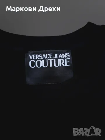 Versace Jeans Couture черна тениска  оранжев и бял надпис, снимка 4 - Тениски - 48732591