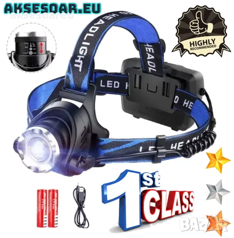 Висококачествен нов Мощен LED челник Акумулаторен телескопичен фар с възможност за мащабиране фенер, снимка 3 - Спортна екипировка - 48100272