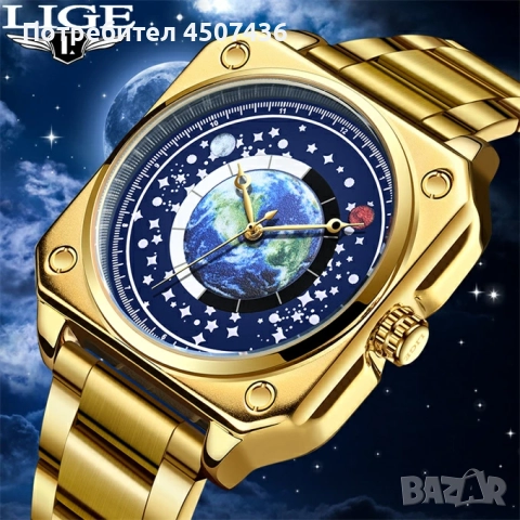 LIGE спортен кварцов часовник от неръждаема стомана със светещ квадратен дизайн, снимка 4 - Мъжки - 52798088