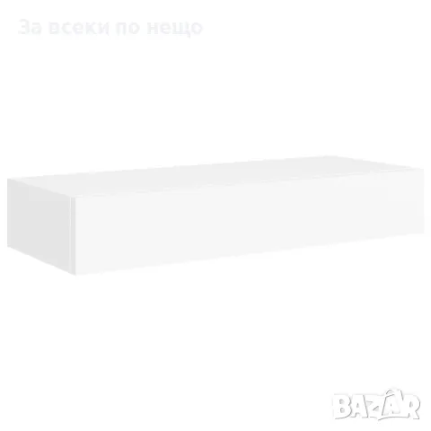 Стенен рафт с чекмедже, бял, 60x23,5x10 см, МДФ Код P321