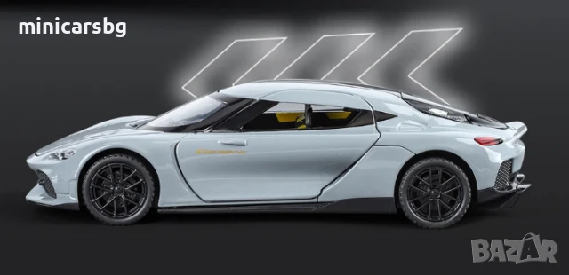 Koenigsegg Gemera 1:32 Сив – метална количка със светлини и звук, снимка 5 - Колекции - 51195072