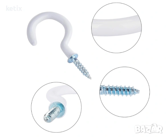 Разнообразен комплект куки за таван,75 броя,винил/стомана, снимка 3 - Други стоки за дома - 53512711