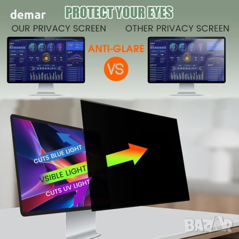 EliWhale филтър за екран за поверителност, 24-инчов 16:9 (531 мм x 299 мм), снимка 5 - Монитори - 50767249