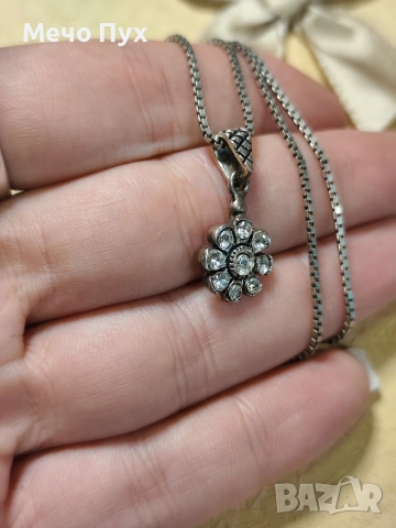 Сребърно колие с висулка Цвете (389), снимка 2 - Колиета, медальони, синджири - 52714799