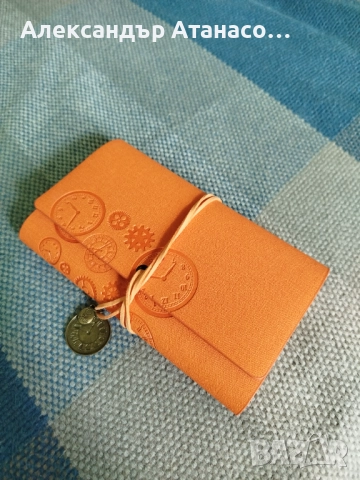 Тетрадка от изкуствена кожа, празни страници, 12x18.6 см, нова