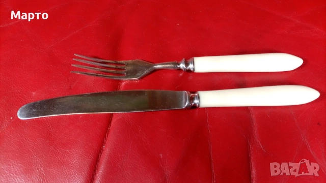 Руски ножове и вилици с бели дръжки, снимка 5 - Прибори за хранене, готвене и сервиране - 53413385