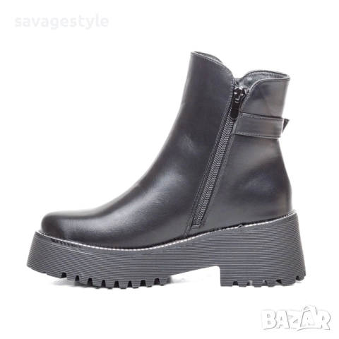 Дамски черни зимни боти с цип , снимка 2 - Дамски боти - 51982476
