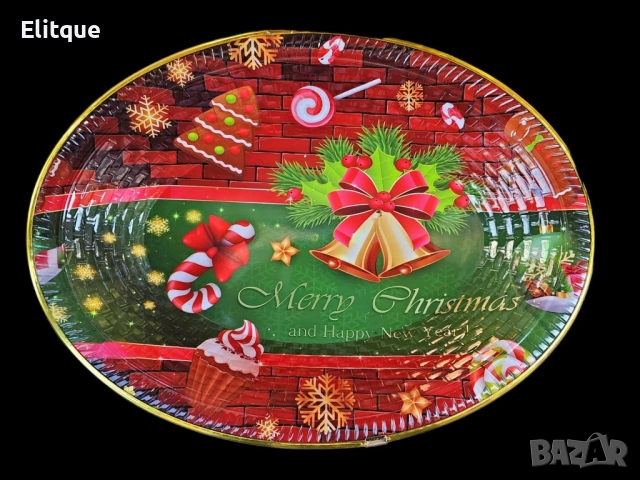 Пластмасова коледна чиния/плато за сладки, ордьовър, мезета и др./ Цвета е според нал. в склада