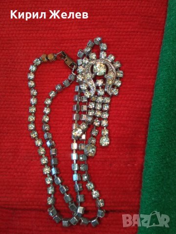 ПОСРЕБРЕНА АР НУВО ВИНТИДЖ ОГЪРЛИЦА КОЛИЕ с ИСКРЯЩИ ЮВЕЛИРНО ФАСЕТИРАНИ БОХЕМСКИ КРИСТАЛИ 99887
