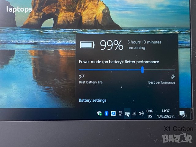 Лаптоп LENOVO ThinkPad X1 Carbon (6th Gen) - I7-8550U /16GB /512GB NVME/14 2K /HDMI/Камера, снимка 5 - Лаптопи за работа - 40601964