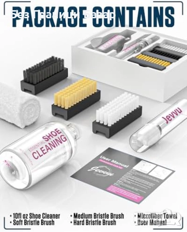Нов Комплект за почистване Концентриран препарат за обувки с пяна, 3 четки и кърпа, снимка 7 - Други стоки за дома - 52507720