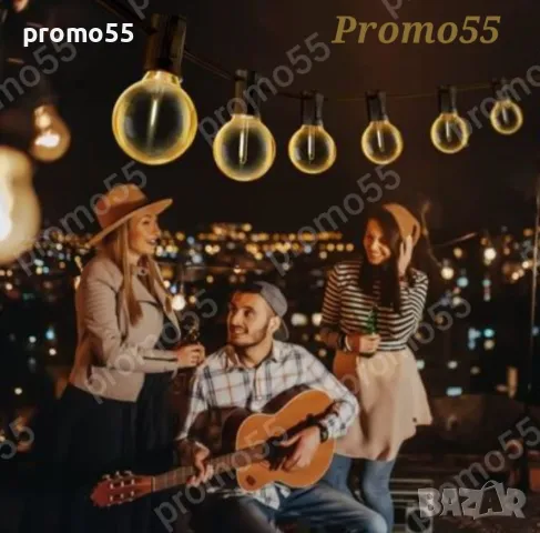 Светлинна Верига 10Бр. Външни Нечупливи Лед Крушки за Декорация 5м, снимка 8 - Външни лампи - 50235219